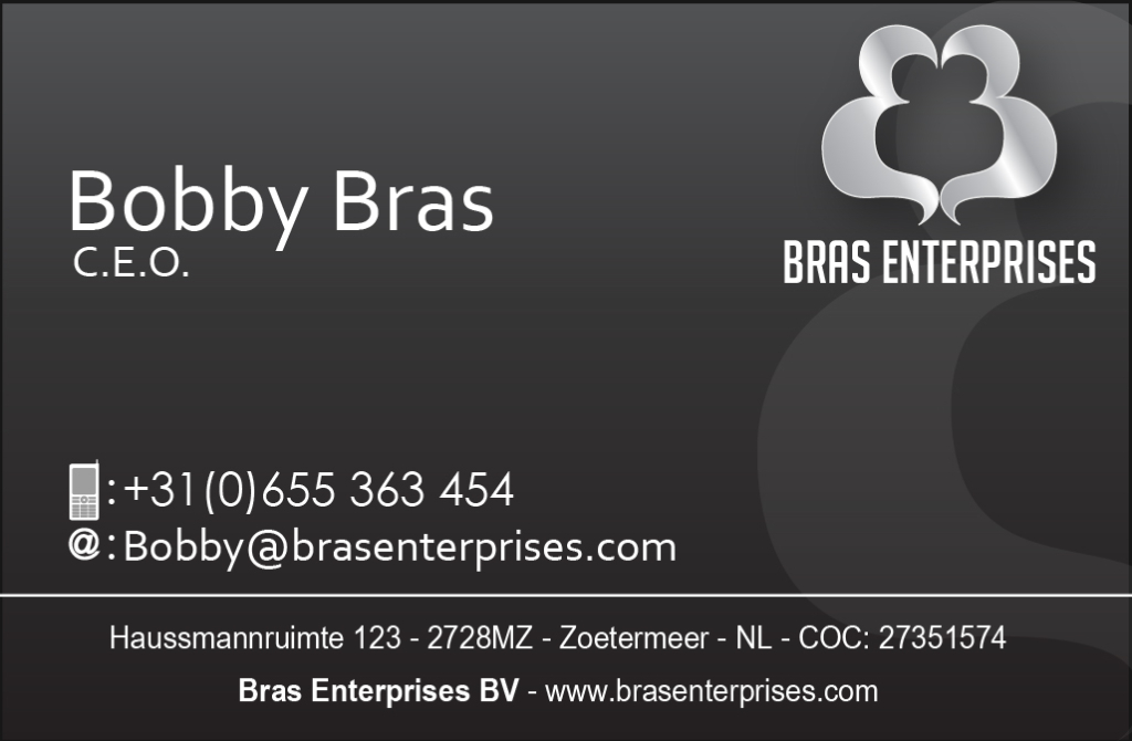 Bras Enterprises - Visitekaartje Voorzijde